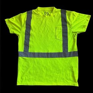 North 15 Hi-Vis Safety T-Shirt Yellow Reflective Tape Size Large Pocket Workwear